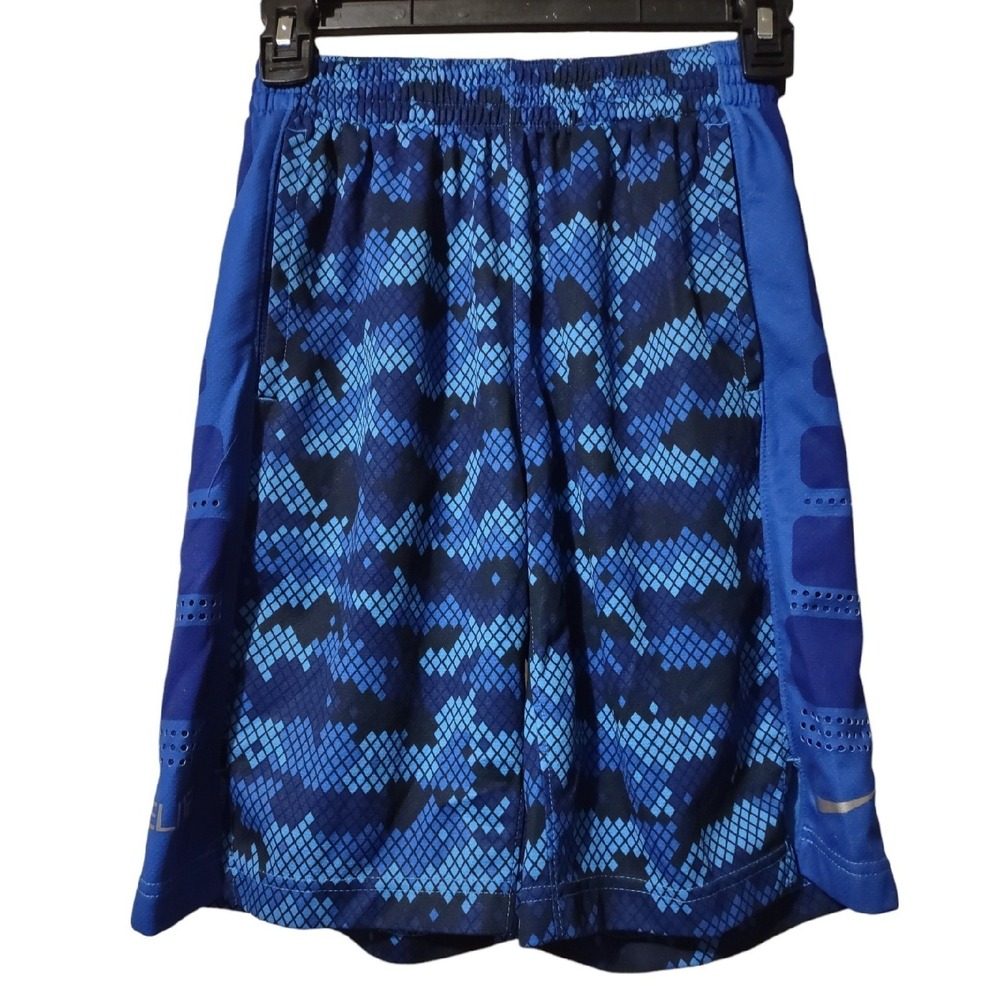 Nike Shorts Boys Size L Elite Dri-FIT Blue Snakeskin Athleisure Streetwear Logo